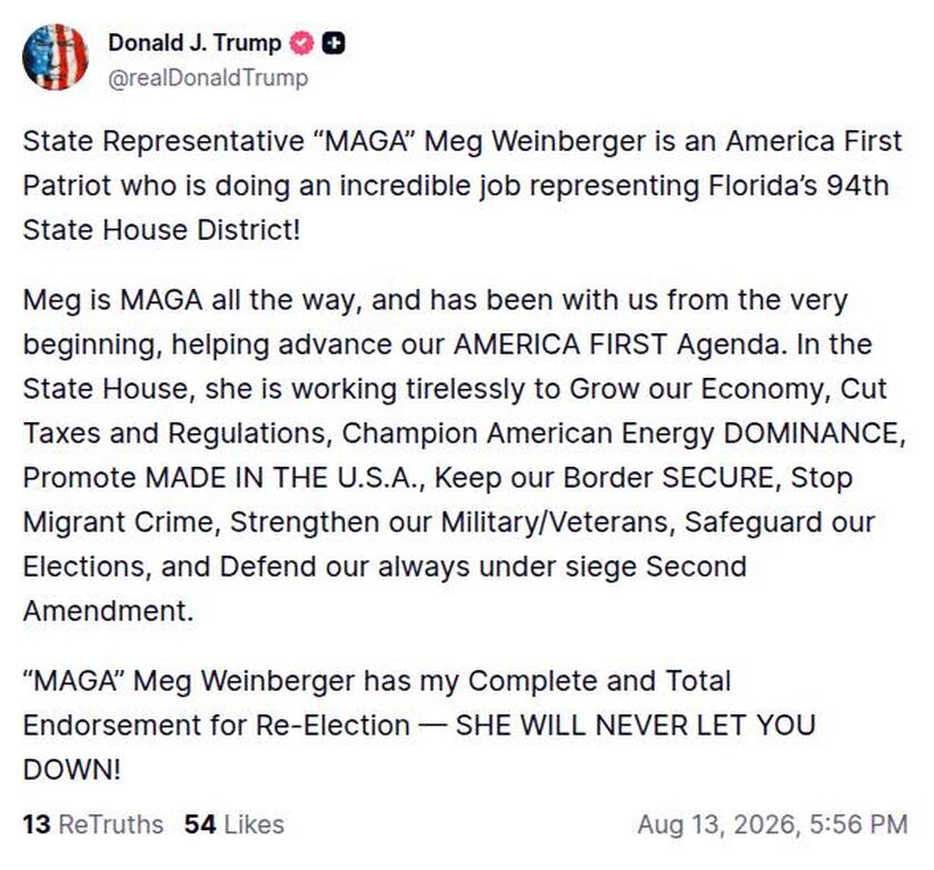 Post image from Donald Trump