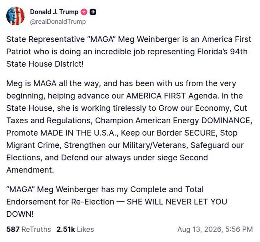 Post image from Donald Trump