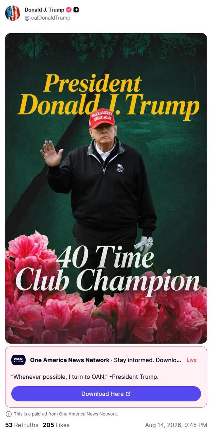 Post preview from Donald Trump