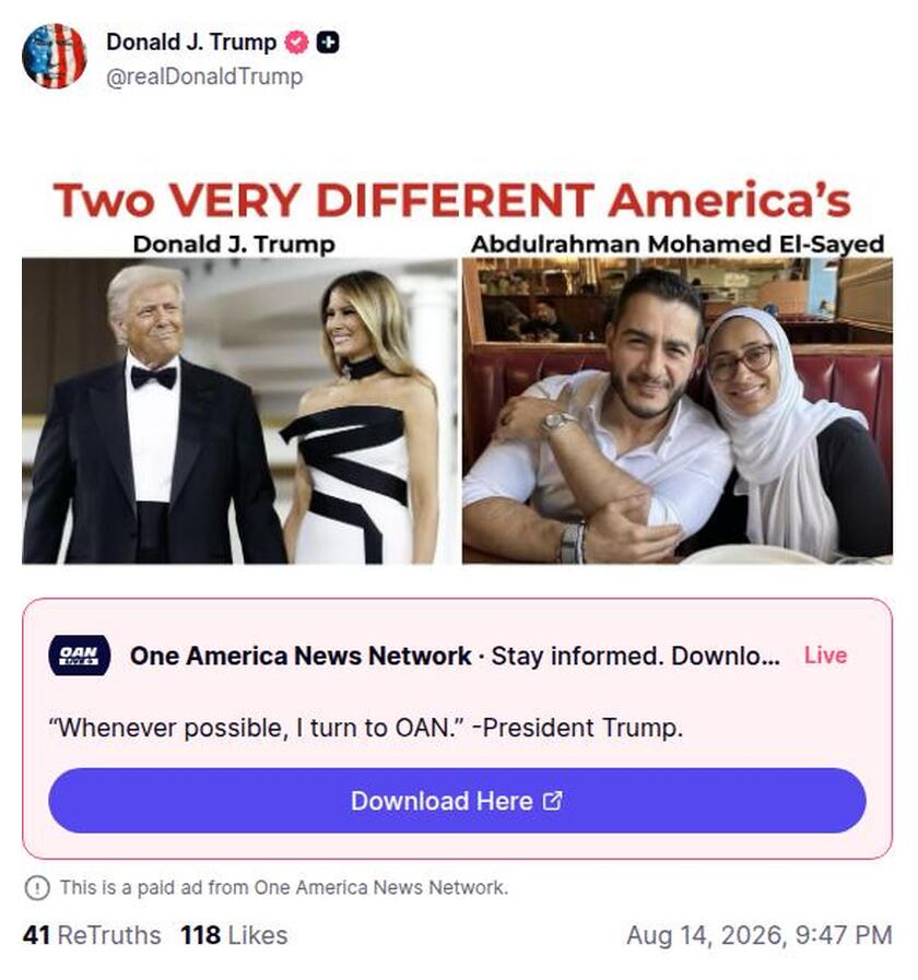 Post preview from Donald Trump