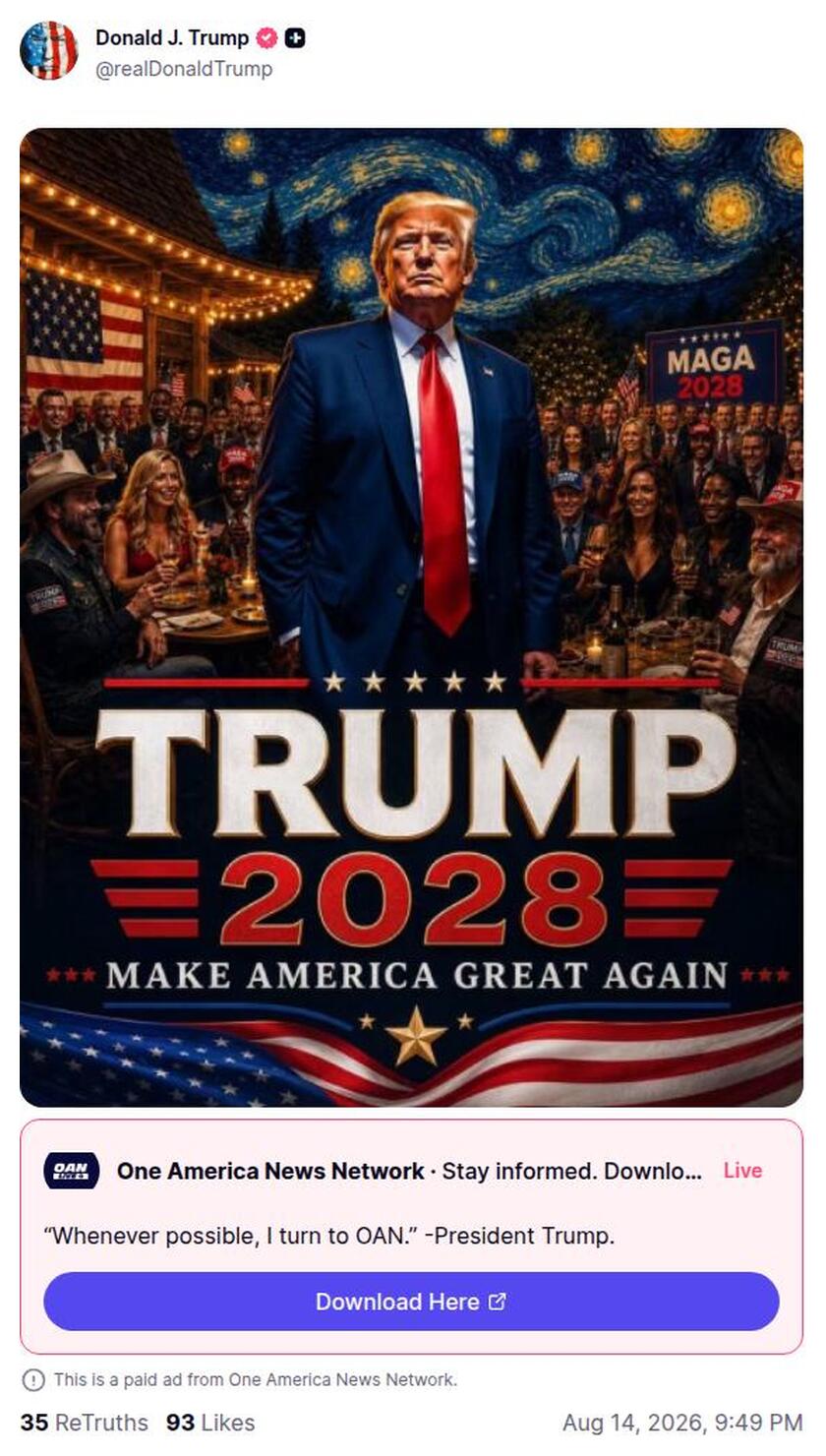 Post preview from Donald Trump