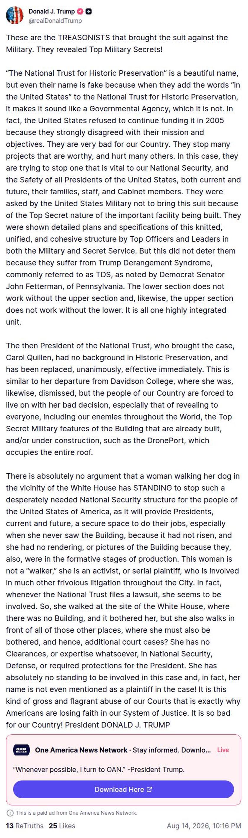 Post image from Donald Trump