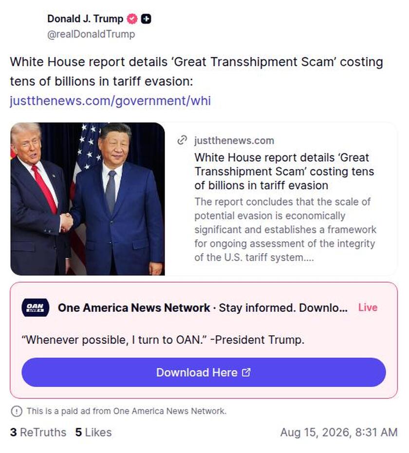 Post image from Donald Trump