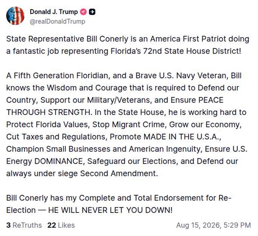 Post image from Donald Trump