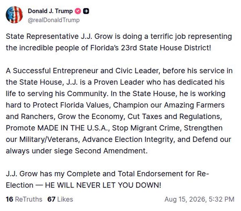 Post image from Donald Trump