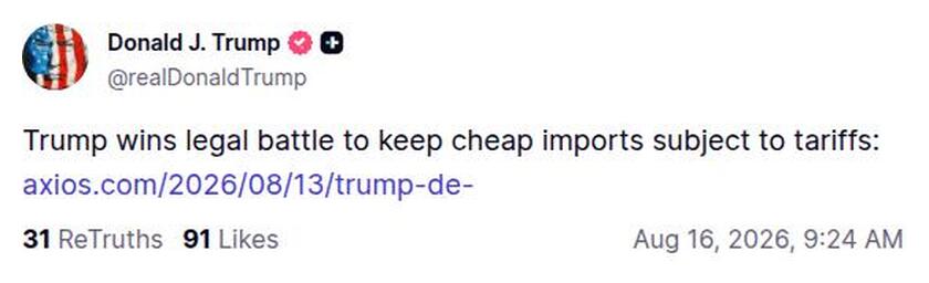 Post preview from Donald Trump