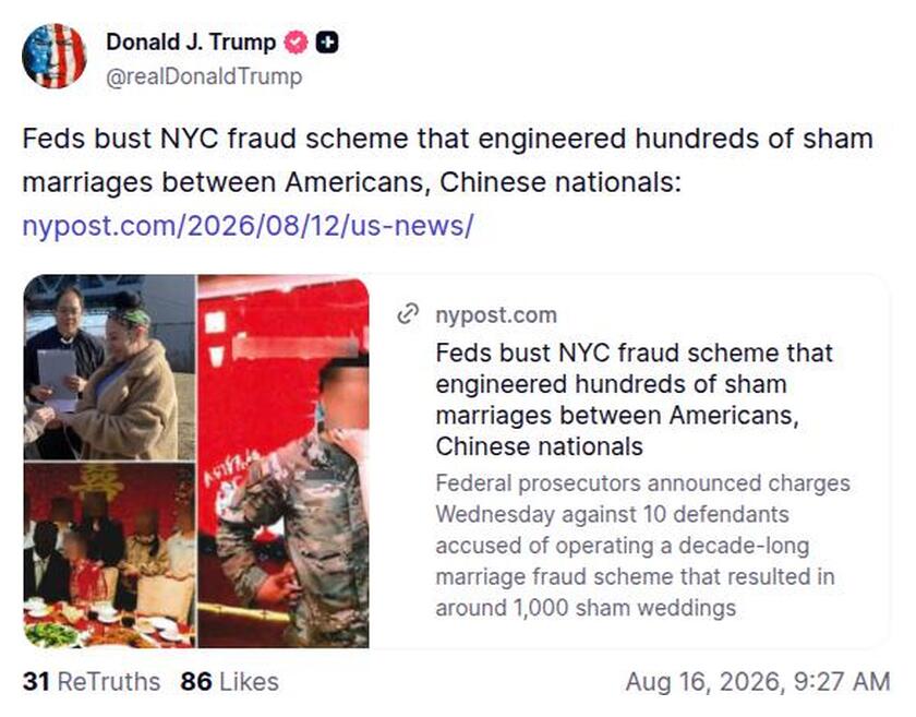 Post image from Donald Trump