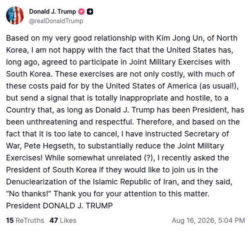 Post image from Donald Trump