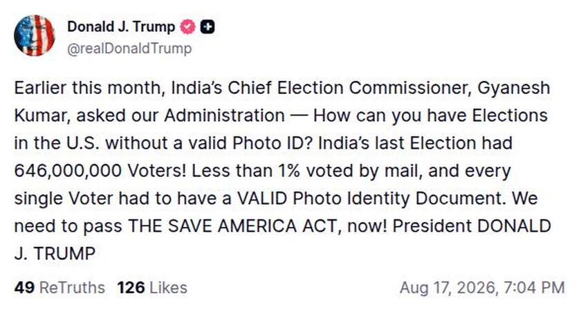 Post image from Donald Trump