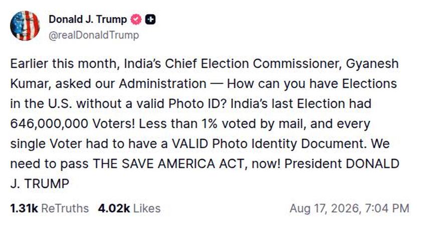 Post image from Donald Trump