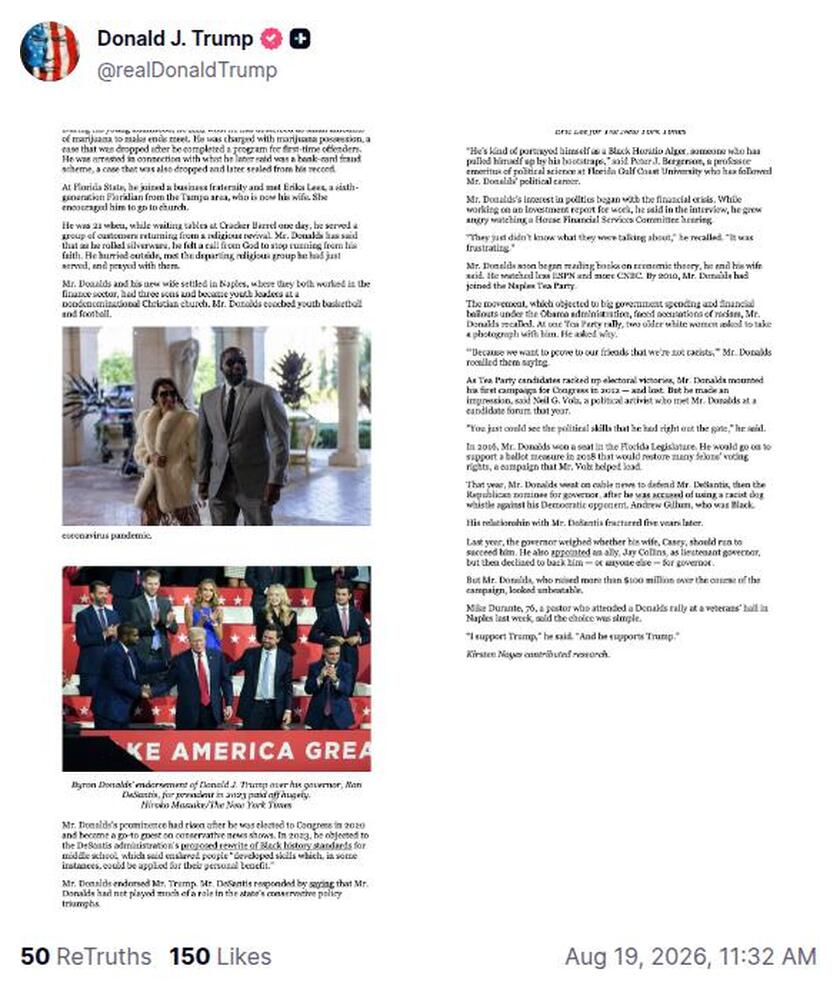 Post preview from Donald Trump