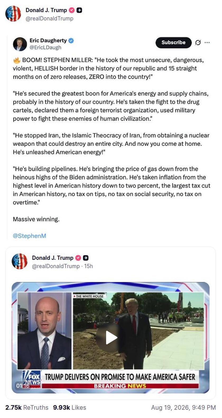 Post preview from Donald Trump