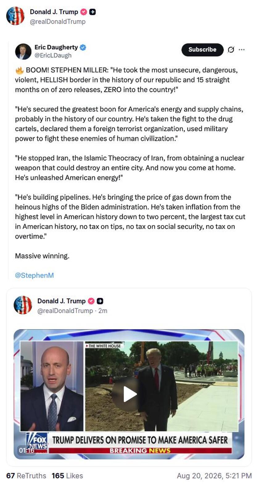 Post image from Donald Trump