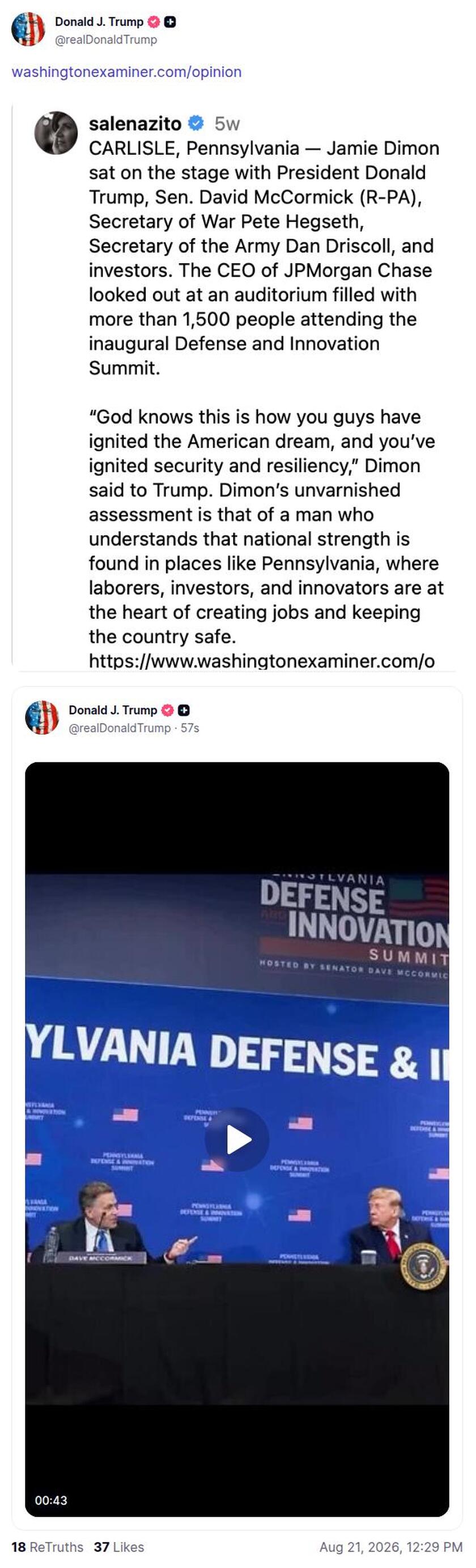 Post image from Donald Trump