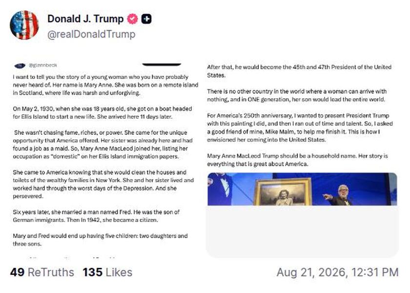 Post image from Donald Trump