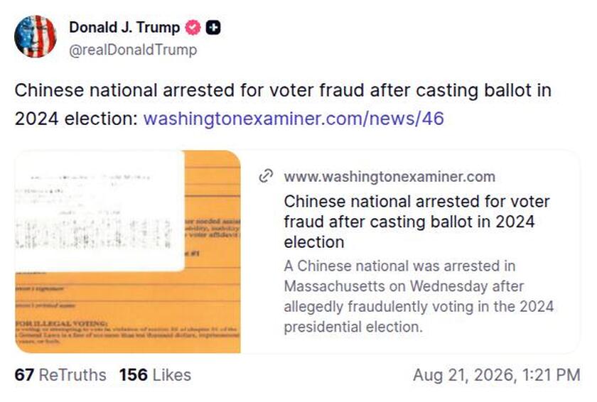 Post image from Donald Trump