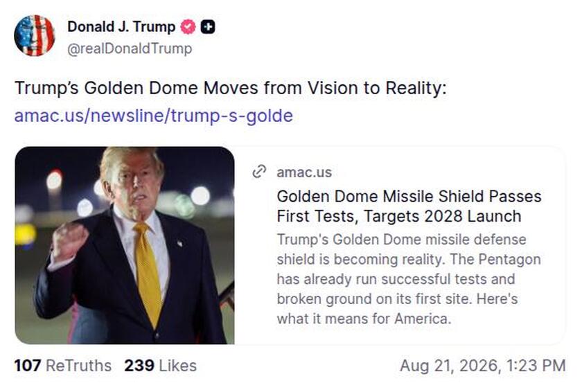 Post preview from Donald Trump