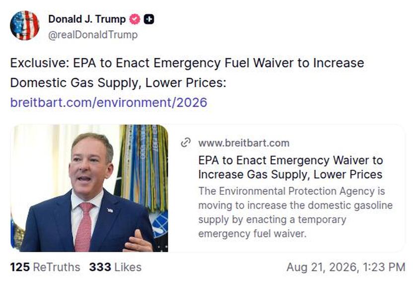 Post image from Donald Trump