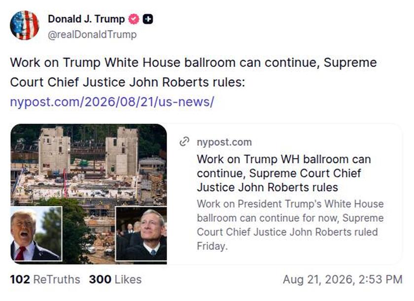 Post image from Donald Trump