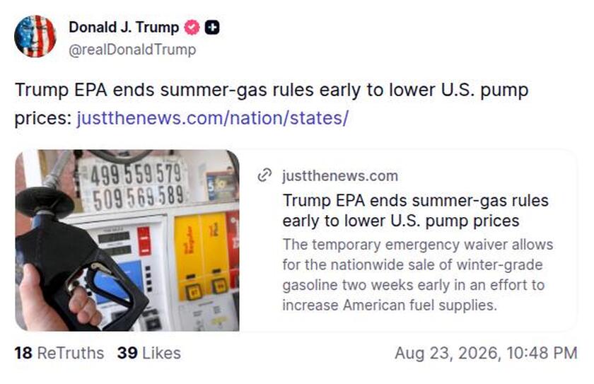 Post preview from Donald Trump