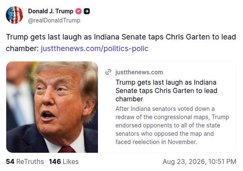 Post preview from Donald Trump