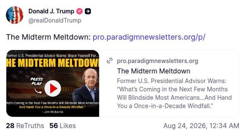 Post preview from Donald Trump
