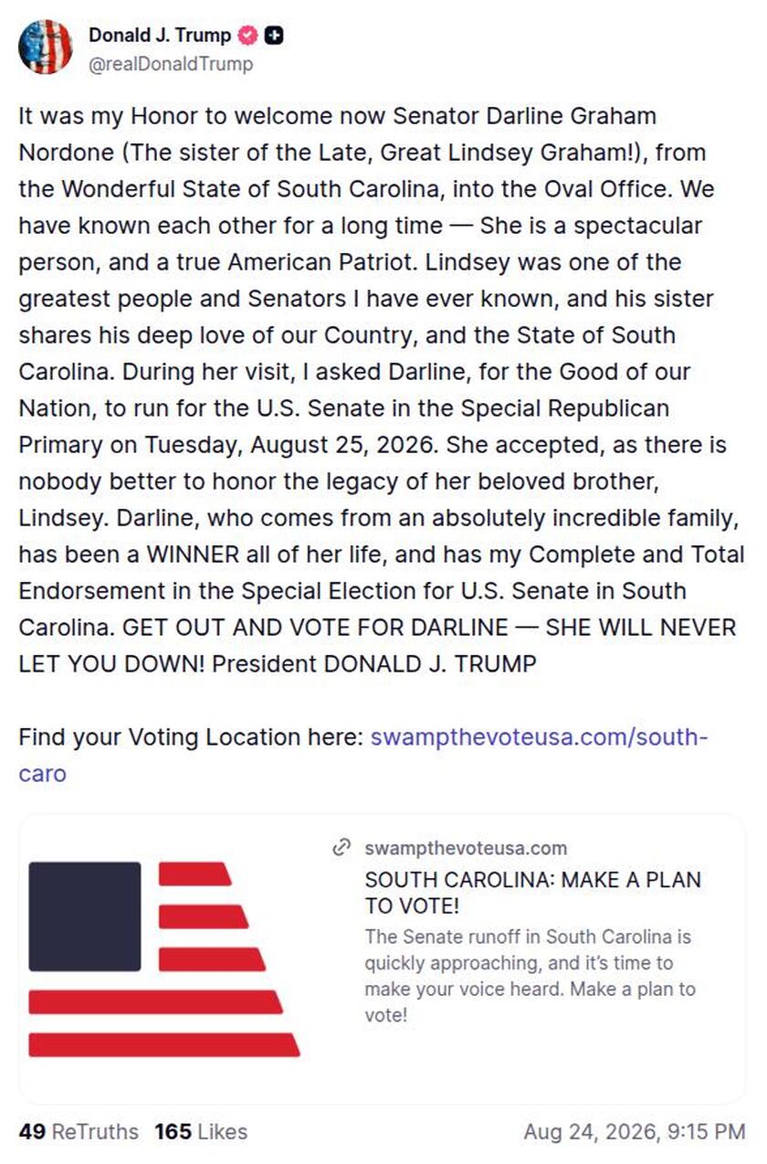 Post image from Donald Trump