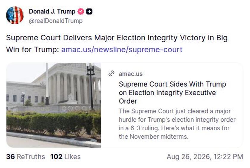 Post image from Donald Trump