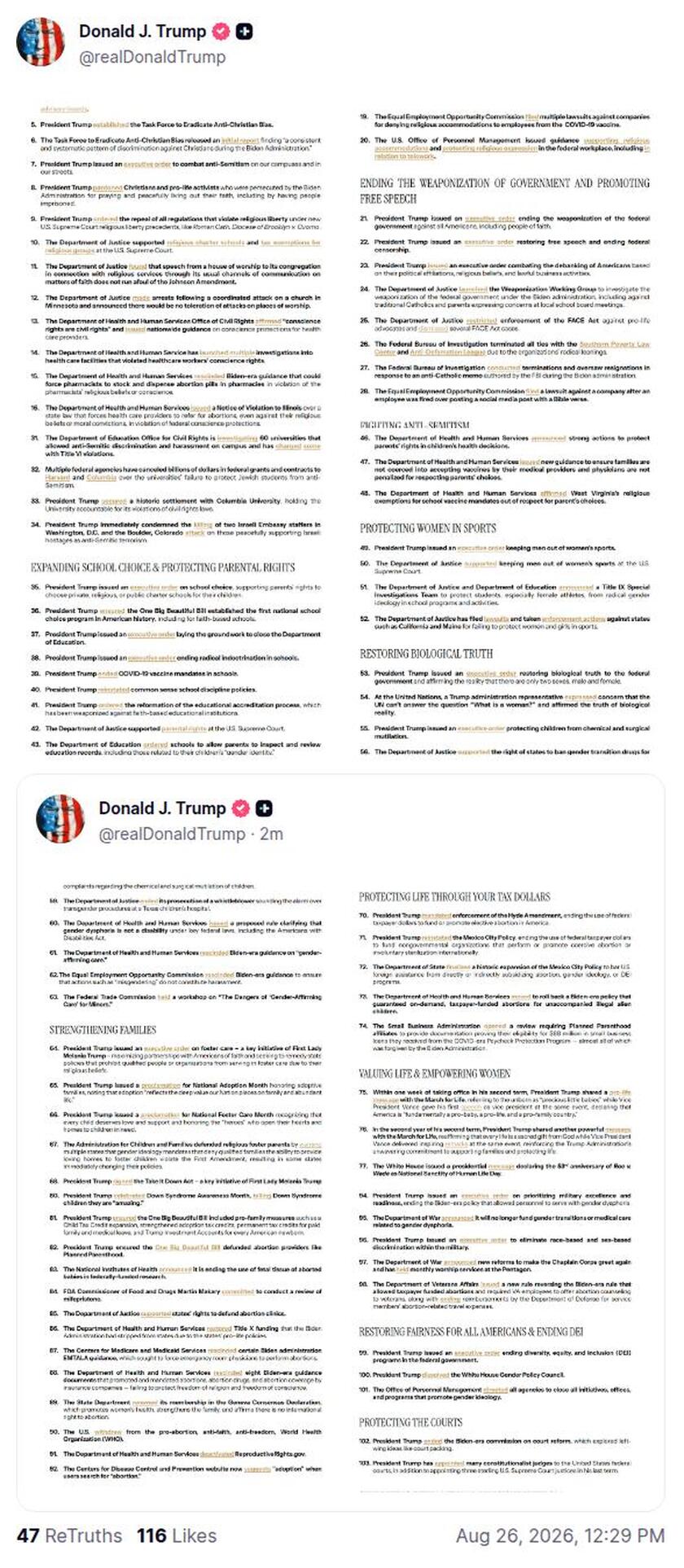 Post image from Donald Trump