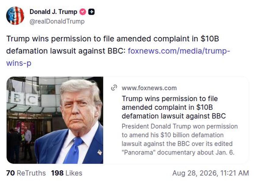 Post image from Donald Trump