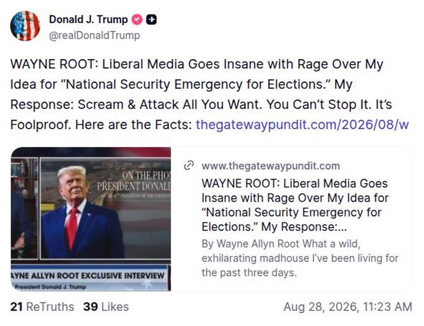 Post image from Donald Trump