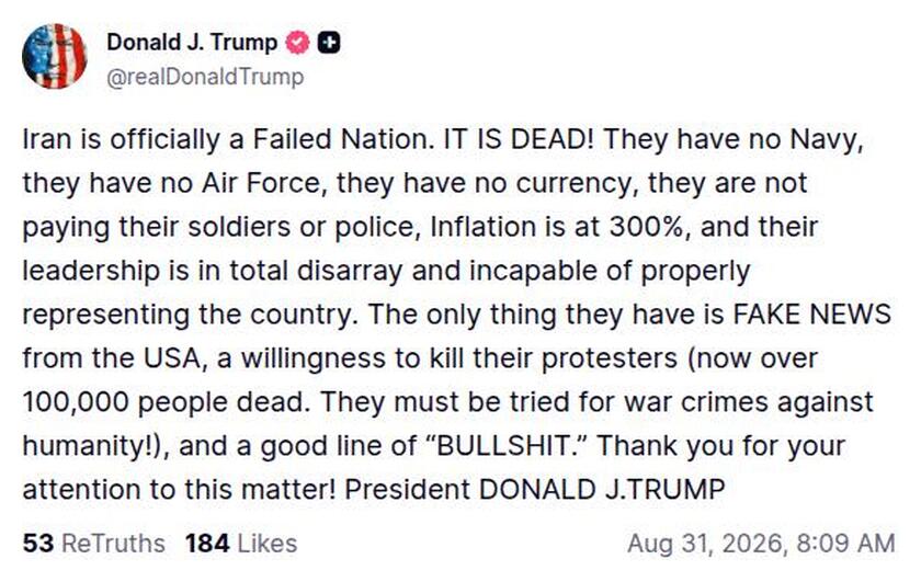 Post image from Donald Trump