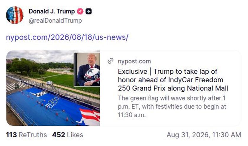 Post image from Donald Trump