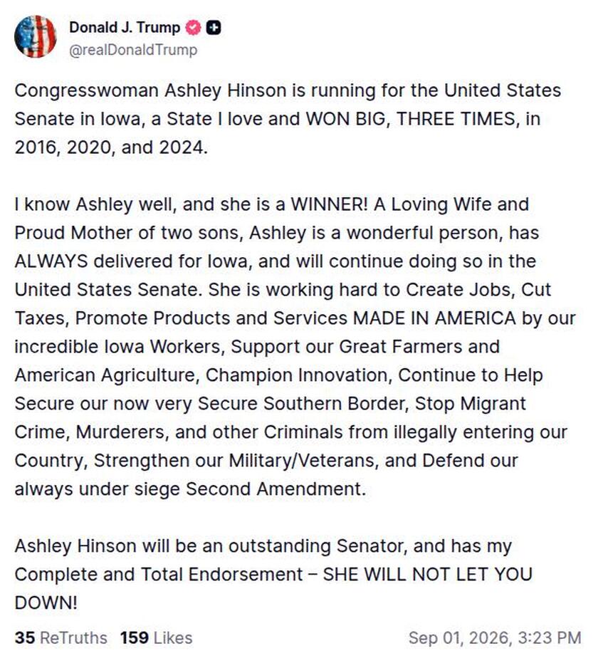 Post image from Donald Trump