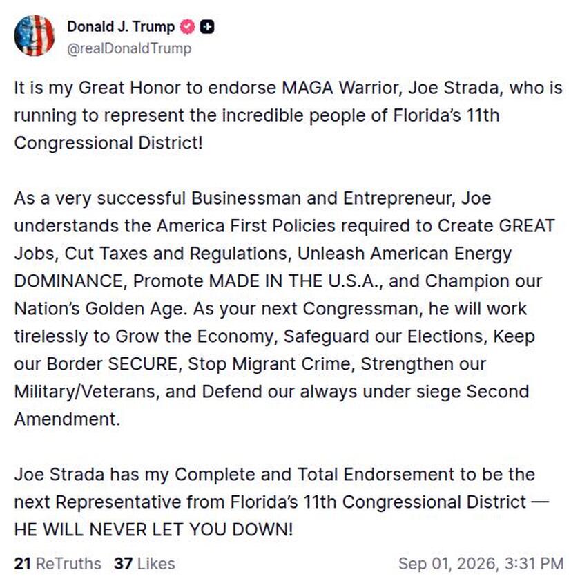 Post image from Donald Trump