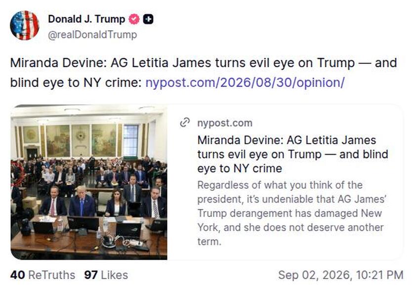 Post preview from Donald Trump