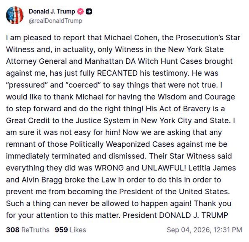 Post image from Donald Trump