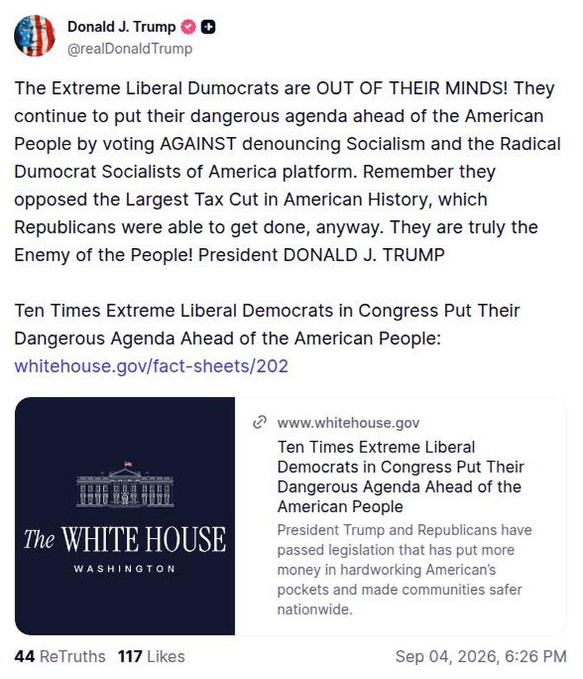 Post image from Donald Trump