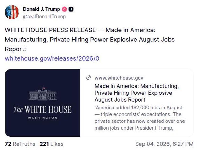 Post image from Donald Trump