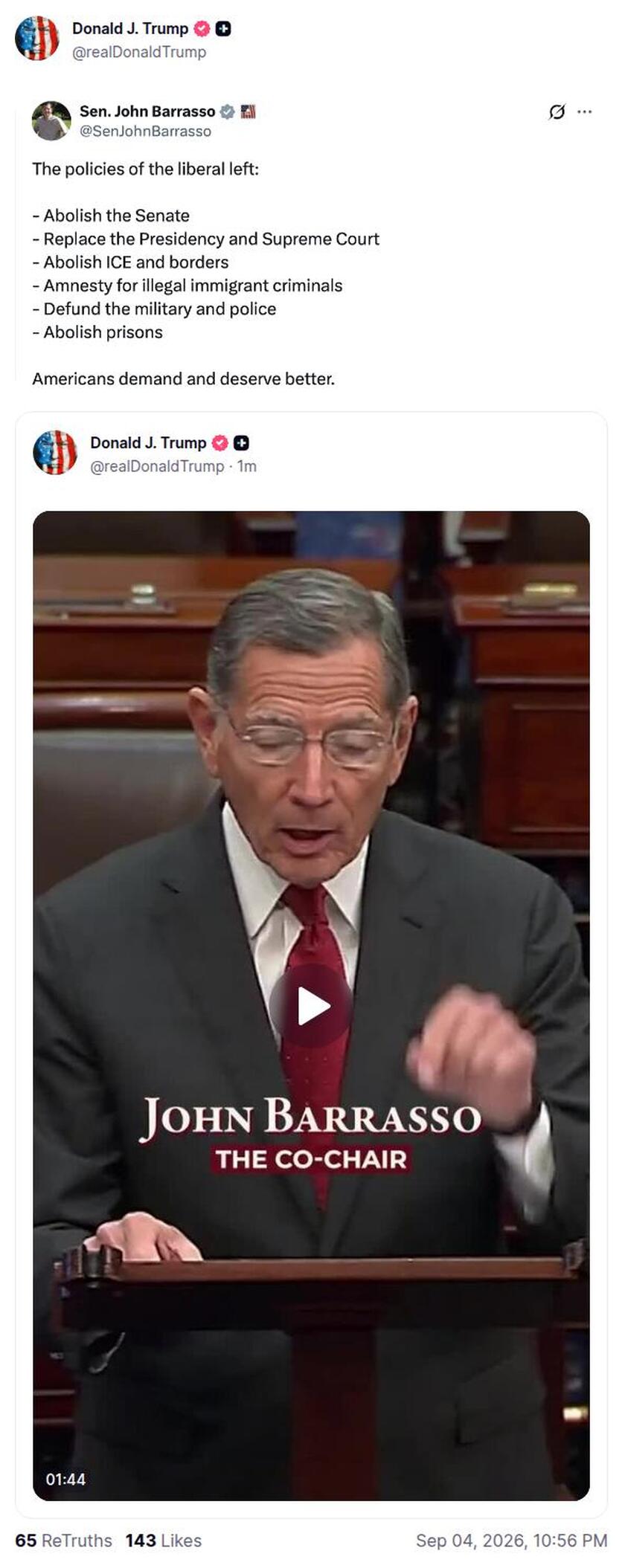 Post image from Donald Trump