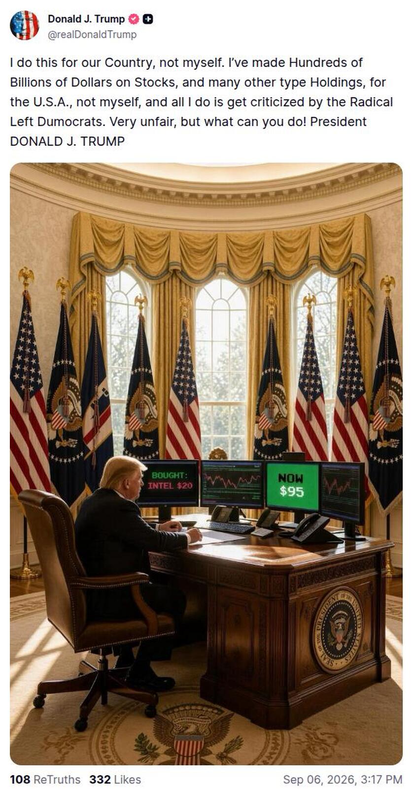Post image from Donald Trump