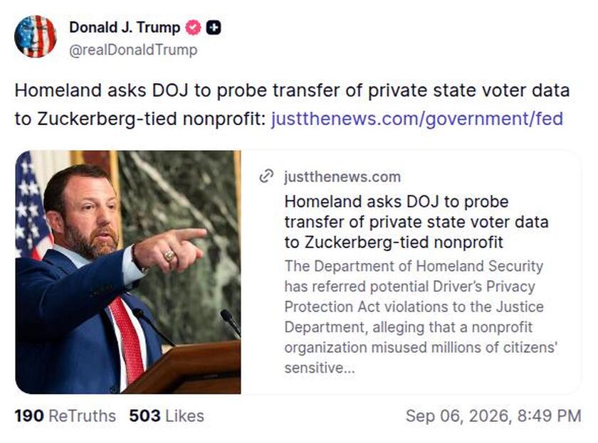 Post image from Donald Trump