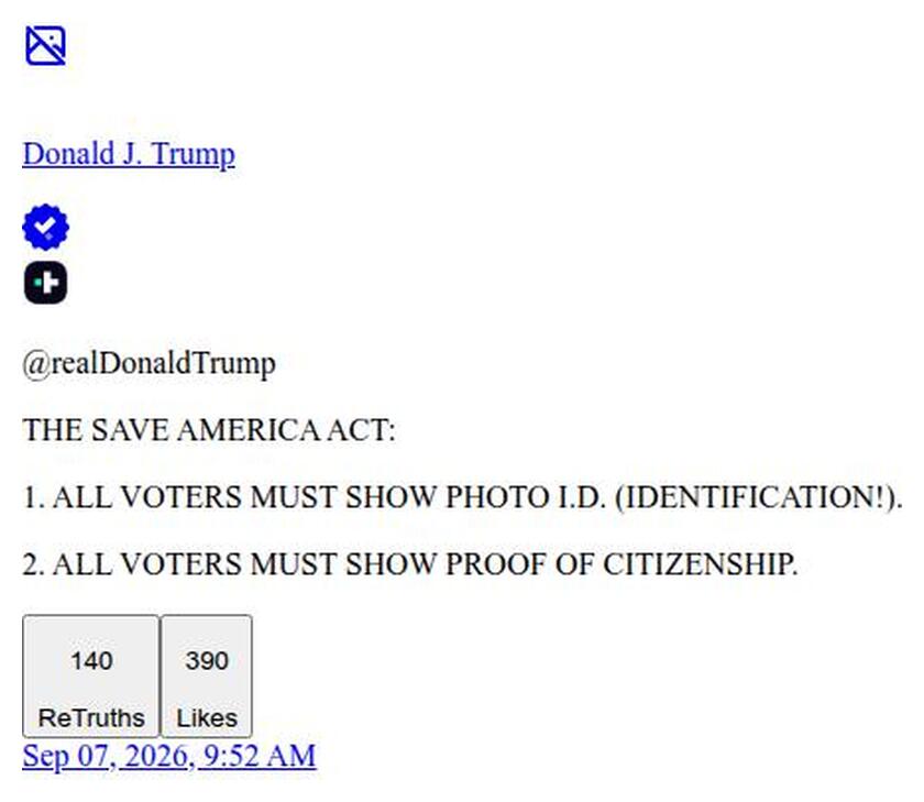 Post image from Donald Trump