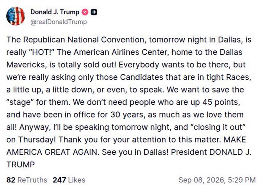 Post preview from Donald Trump