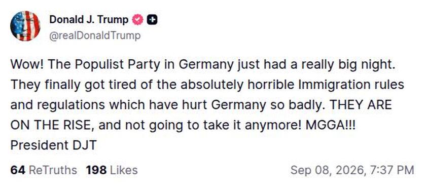 Post preview from Donald Trump