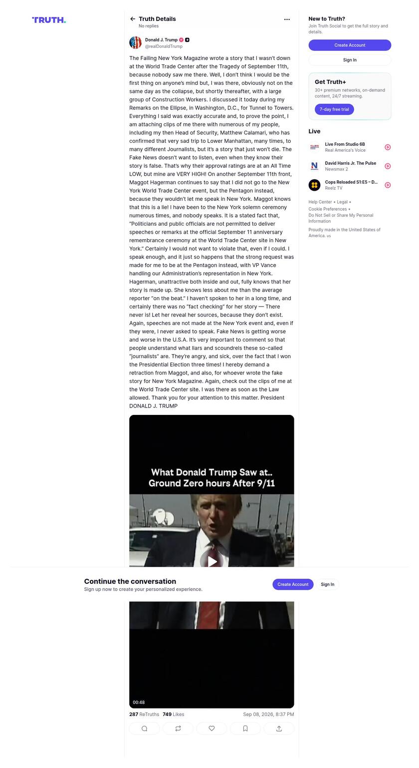 Post preview from Donald Trump