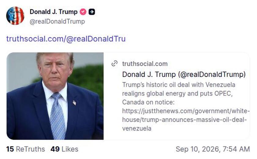 Post preview from Donald Trump