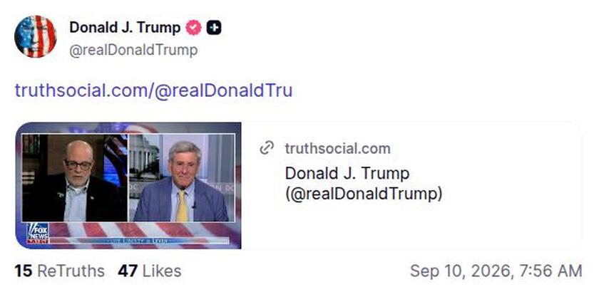 Post preview from Donald Trump