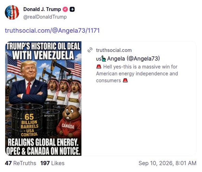 Post preview from Donald Trump