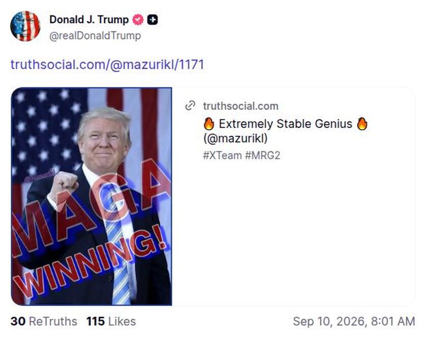 Post preview from Donald Trump